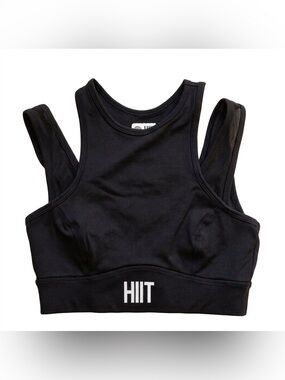 HIIT Activewear Women's Black Sports Bra Mesh Detail Size M